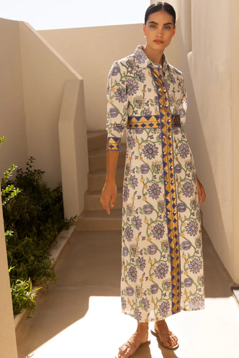 Shirt Dress Maxi- Presidio Blue