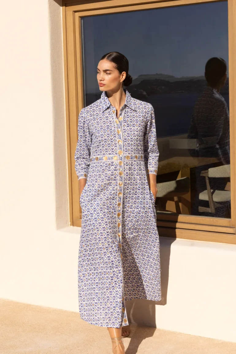 Shirt Dress Maxi- Veranda Blue
