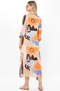 Shirt Dress Midi- Riviera Orange