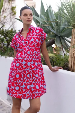 Shirt Dress Mini- Eclipse Red