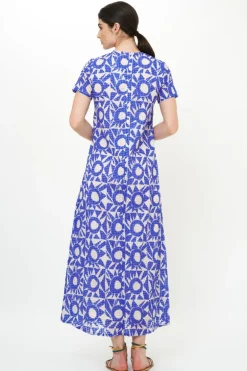Short Sleeve Shift Maxi- Eclipse Blue