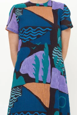 Short Sleeve Shift Maxi- Riviera Blue