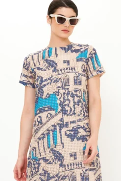 Short Sleeve Shift Maxi- Roma Blue