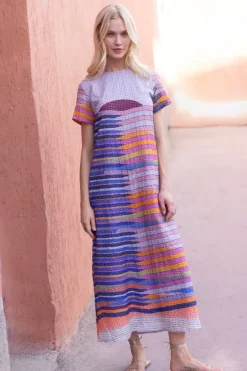 Short Sleeve Shift Maxi- Solstice Blue