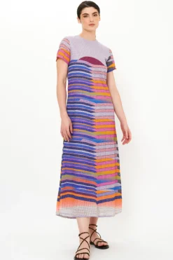 Short Sleeve Shift Maxi- Solstice Blue