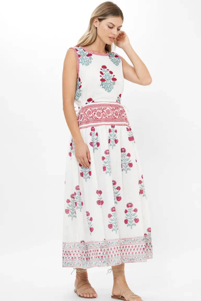 Sleeveless Piped Maxi- Napa Red