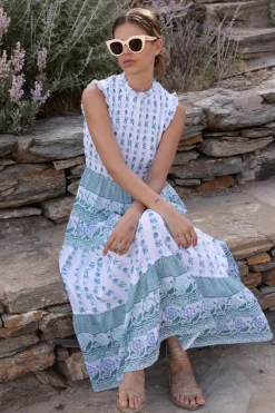 Sleeveless Smocked Maxi- Boreggo Green