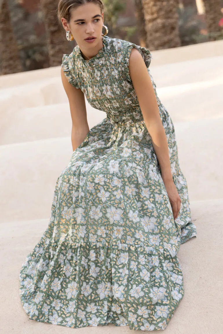 Sleeveless Smocked Maxi- Ivy Olive