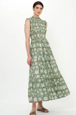 Sleeveless Smocked Maxi- Ivy Olive