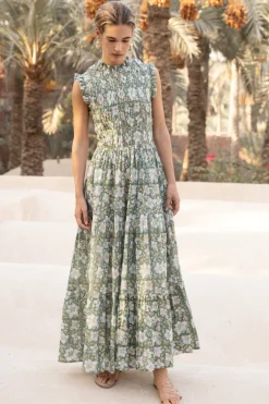Sleeveless Smocked Maxi- Ivy Olive