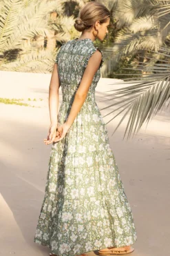 Sleeveless Smocked Maxi- Ivy Olive