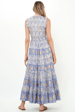 Sleeveless Smocked Maxi- Marseille Blue