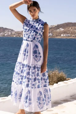 Sleeveless Smocked Maxi- Marion Blue