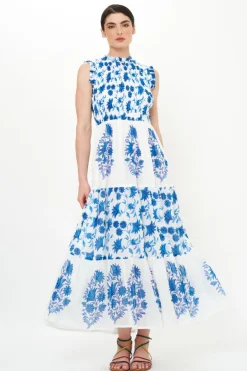 Sleeveless Smocked Maxi- Marion Blue