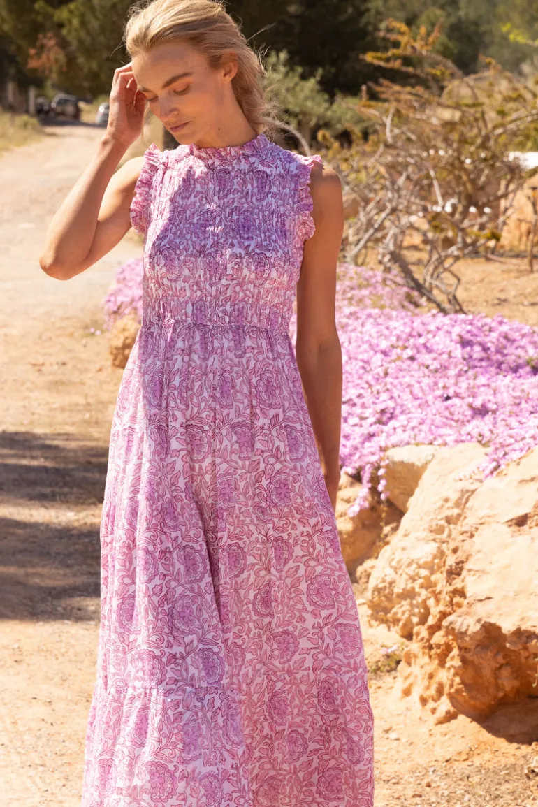 Sleeveless Smocked Maxi- Malta Pink