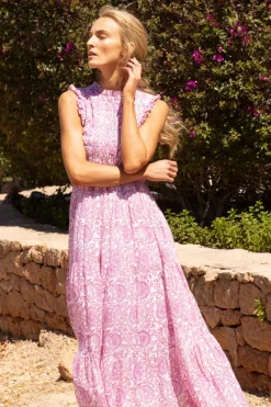 Sleeveless Smocked Maxi- Malta Pink