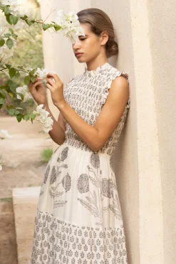 Sleeveless Smocked Maxi- Samba Black