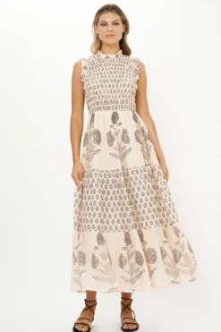 Sleeveless Smocked Maxi- Samba Black