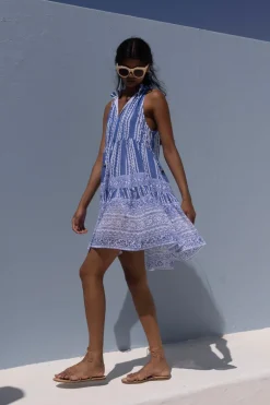 Sleeveless Tiered Short- Ziggy Blue