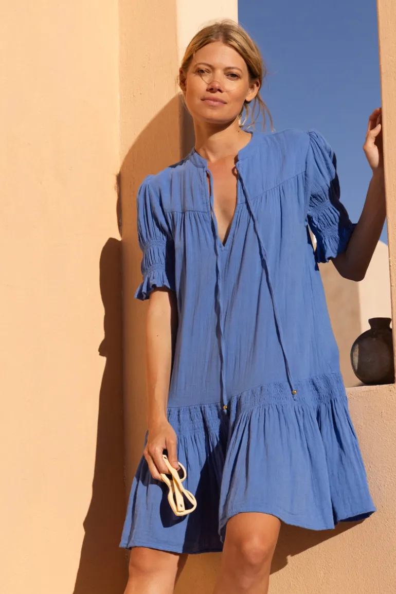 Smocked Drop Mini- Bermuda Blue