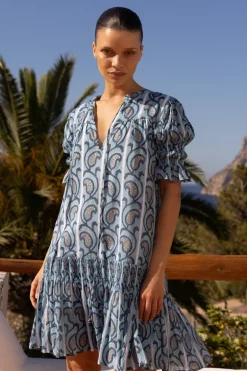 Smocked Drop Mini- Goa Blue