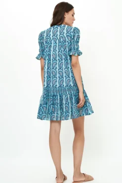 Smocked Drop Mini- Goa Blue