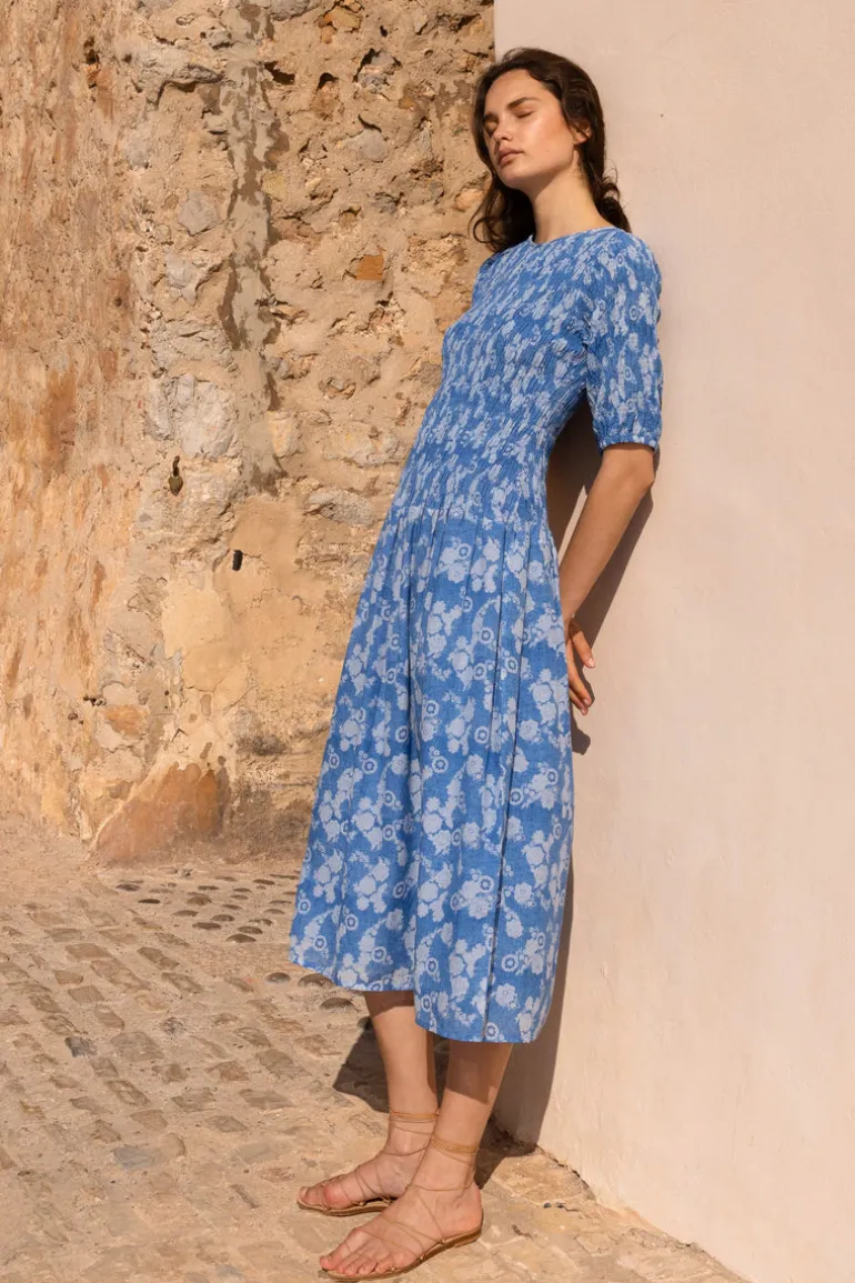 Smocked Drop Waist Maxi- Pretoria Navy