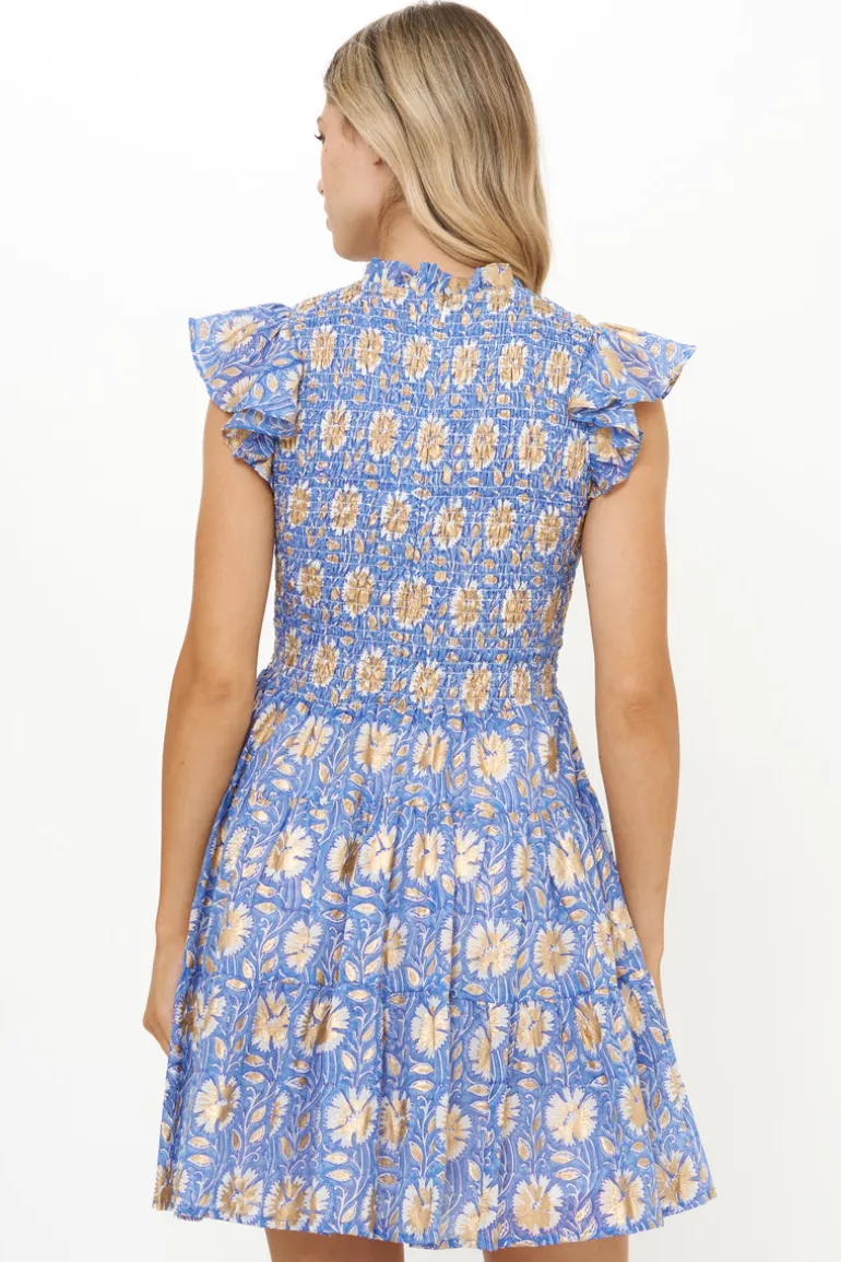 Smocked Flirty Short- Mughal Blue