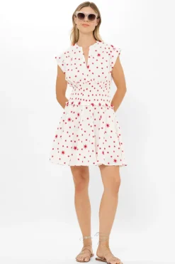 Smocked Waist Roll Sleeve- Ellsworth Red