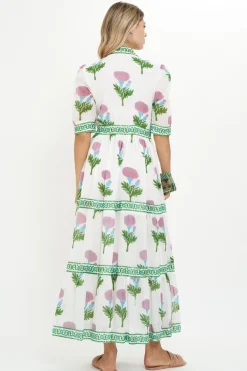 V-Neck Cuffed Maxi- Bloom Lilac