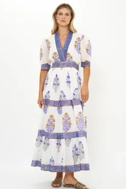 V-Neck Cuffed Maxi- Napa Blue